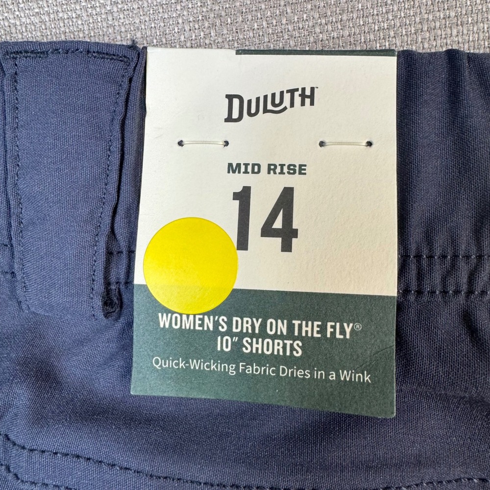 Duluth Trading Co Womens Dry On The Fly 10" Shorts Ink Size 14 NWT - Picture 10 of 10